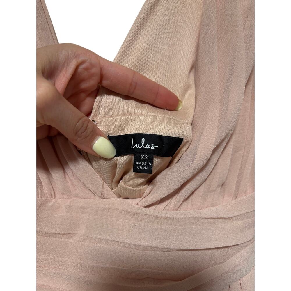 Lulus Blush Pink Maxi Dress XS Formal Bridesmaid Wedding Prom V Neck Long - Picture 4 of 10